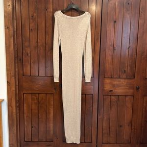 Venus Women's champagne Shimmer Cross Front
Maxi Cutout Sweater